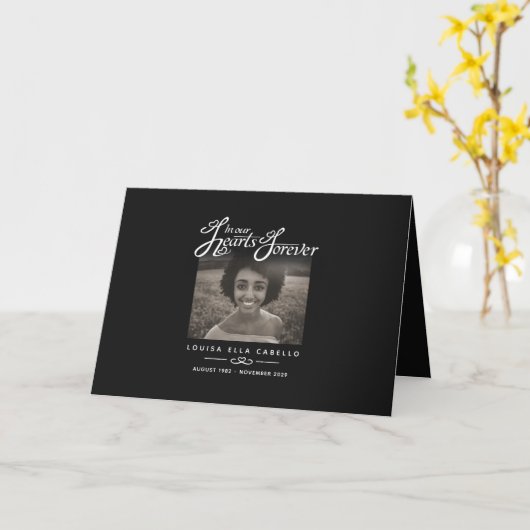 Begrafenis in ons hart voor altijd zwart gedicht kaart (Gele Bloem)