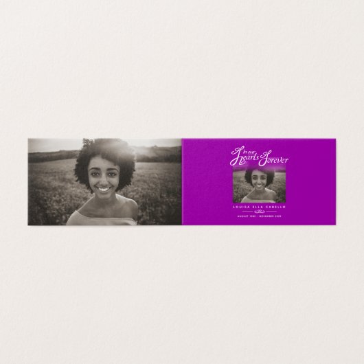 Begrafenis in ons hart voor eeuwig mauve gedichten kaart (Buitenkant ongevouwen)