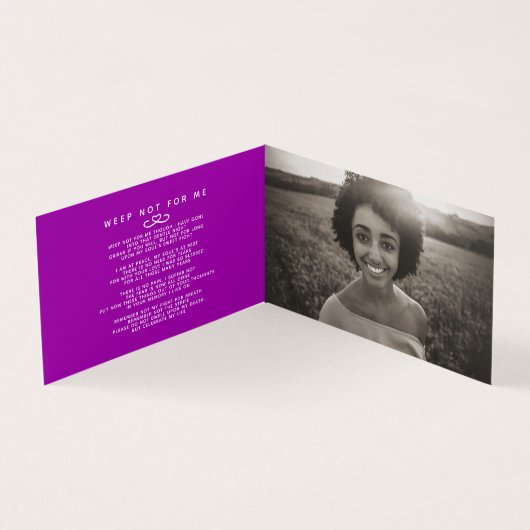 Begrafenis in ons hart voor eeuwig mauve gedichten kaart (Binnen)
