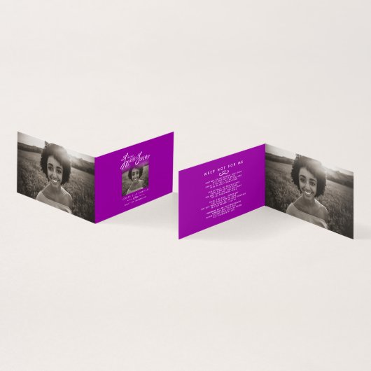 Begrafenis in ons hart voor eeuwig mauve gedichten kaart (Binnen en buitenkant)