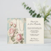 Begrafenis katholiek gedenkteken rozenkrans en Roz Bedankkaart (Staand voorkant)