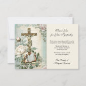 Begrafenis Katholieke Jezus Rozen Kruis Condoleanc Bedankkaart (Voorkant)