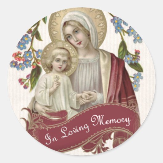Begrafenis Katholieke Maagd Maria Religieus Ronde Sticker (Voorkant)