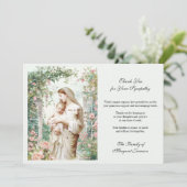 Begrafenis Katholieke Memorial Maria en Jezus Bloe Bedankkaart (Staand voorkant)