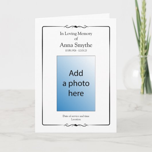 begrafenis | Klassieke servicevolgorde Aankondiging (Voorkant)