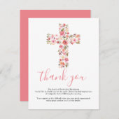 Begrafenis Kruis Dank u opmerking | Roze bloem Notitiekaartje (Voorkant / Achterkant)