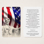Begrafenis Lincoln Memorial Gebed Sympathie Cards Visitekaartje (Voorkant /achterkant)