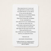 Begrafenis Lincoln Memorial Gebed Sympathie Cards Visitekaartje (Achterkant)