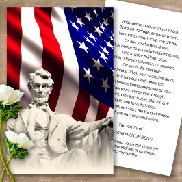 Begrafenis Lincoln Memorial Gebed Sympathie Cards Visitekaartje
