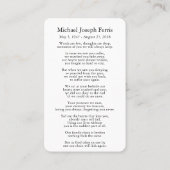 Begrafenis Lone Tree Memorial Gebed Sympathie Card Visitekaartje (Achterkant)