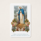 Begrafenis Maagd Maria Medaille Gebed Sympathie Ka Visitekaartjes (Voorkant)