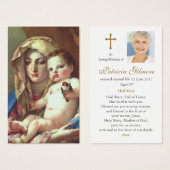 Begrafenis Madonna Goldfinch Gebed Sympathie Cards Visitekaartje (Voorkant /achterkant)