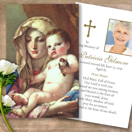 Begrafenis Madonna Goldfinch Gebed Sympathie Cards Visitekaartje
