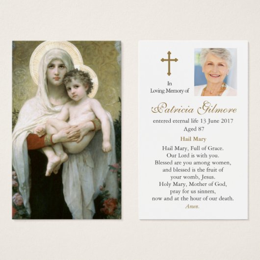 Begrafenis Madonna van de Rozen Gebed Sympathie Ka Visitekaartje (Voorkant /achterkant)