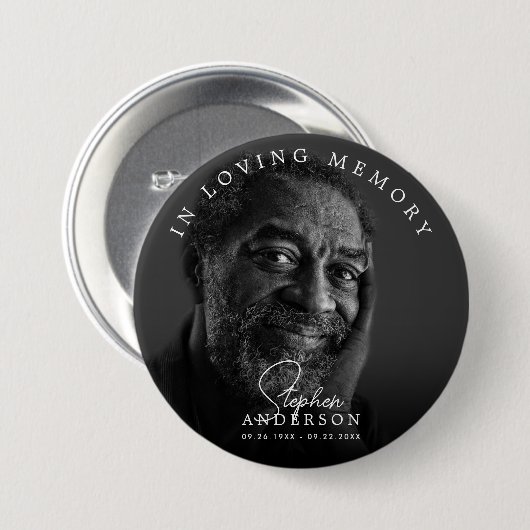 Begrafenis / Memorial aangepaste tekst & foto lief Ronde Button 7,6 Cm (Voorkant /achterkant)