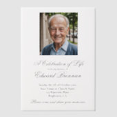 Begrafenis Memorial Foto Elegant Vellum Uitnodigingen (Voorkant)