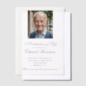 Begrafenis Memorial Foto Elegant Vellum Uitnodigingen (Offset)