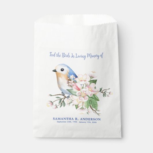 Begrafenis Memorial Liefdevolle Geheugen Vogel Zaa Bedankzakje (Voorkant)