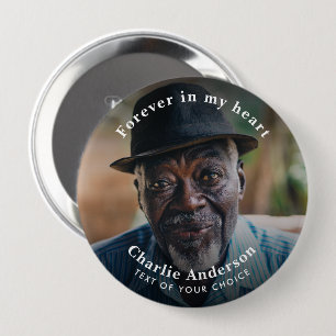 Begrafenis / Memorial Moderne foto tribute aangepa Ronde Button 4,0 Cm