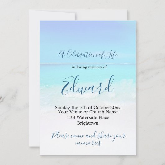 Begrafenis Memorial Ocean Zee Scene Kaart (Achterkant)