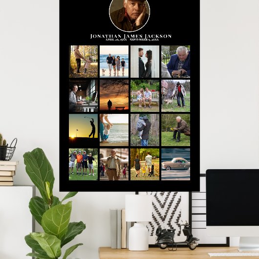 Begrafenis Memorial Photo Life Celebration Poster (Thuiskantoor)