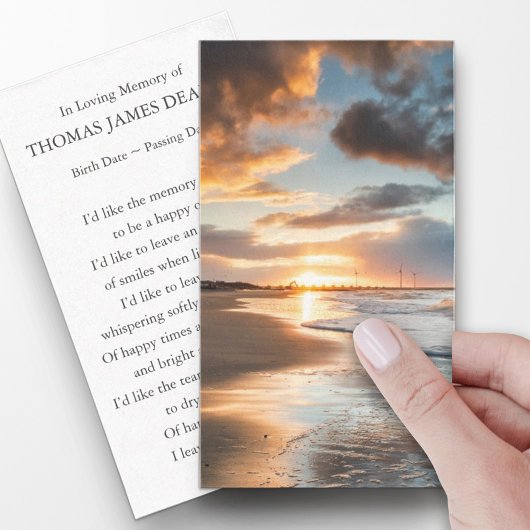 Begrafenis Memorial Strand Gebed Sympathie Kaarten Visitekaartje