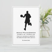 Begrafenis Memorial zwart-wit basketbalspeler Bedankkaart (Staand voorkant)