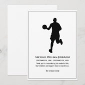 Begrafenis Memorial zwart-wit basketbalspeler Bedankkaart (Voorkant / Achterkant)