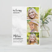 Begrafenis Modern 3 foto in liefdevolle herinnerin Bedankkaart (Staand voorkant)
