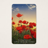 Begrafenis Mooie Poppies Gebed Sympathie Kaarten Visitekaartje (Voorkant)