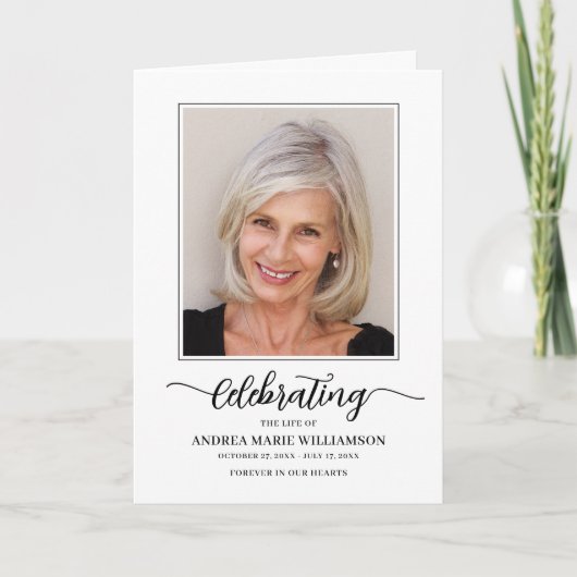 Begrafenis Orde van Dienst Foto Memorial Opgevouwe Programma (Voorkant)