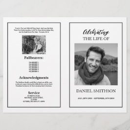 Begrafenis Orde van Dienst Viering Zwart Wit Flyer
