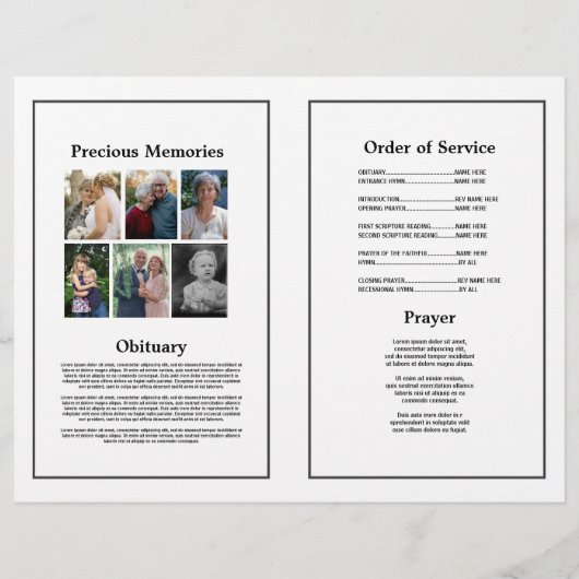 Begrafenis Orde van Dienst Viering Zwart Wit Flyer (Achterkant)