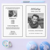 Begrafenis Orde van Dienst Viering Zwart Wit Flyer (Enkel)