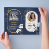 Begrafenis Orde van Levensduur Marine White Floral Flyer (Hand)