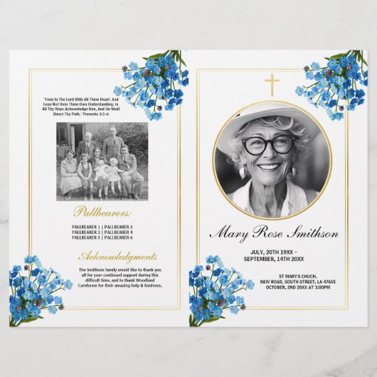 Begrafenis Orde van Levensduur Vergeet Mij Knoop Flyer (Voorkant)