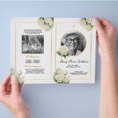 Begrafenis Orde van Levensduur White Roses Floral Flyer (Hand)