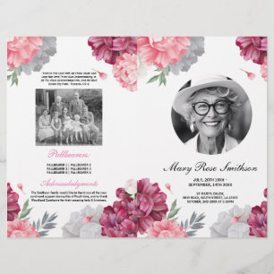 Begrafenis Orde van Levensduur Wit Roze Bloemen Flyer