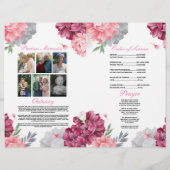 Begrafenis Orde van Levensduur Wit Roze Bloemen Flyer (Achterkant)