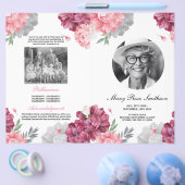 Begrafenis Orde van Levensduur Wit Roze Bloemen Flyer (Enkel)