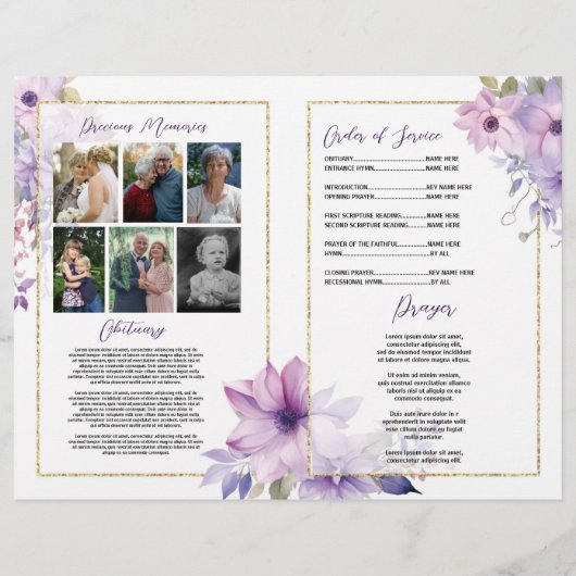 Begrafenis Orde van Service Viering Leven Paarse Flyer (Achterkant)