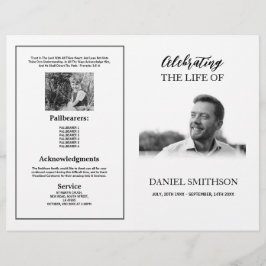 Begrafenis Orde van Service Viering Zwart-wit Flyer