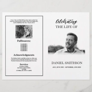 Begrafenis Orde van Service Viering Zwart-wit Flyer