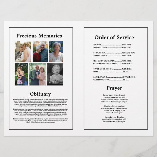 Begrafenis Orde van Service Viering Zwart-wit Flyer (Achterkant)