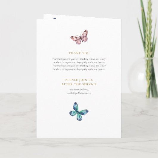 Begrafenis Orde van Service Vlinder Foto Programma (Achterkant)