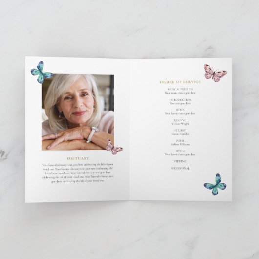 Begrafenis Orde van Service Vlinder Foto Programma (Binnen)