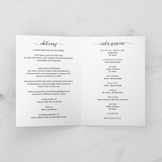 Begrafenis Overlijdensbericht Orde van de Dienst F Programma (Binnen)