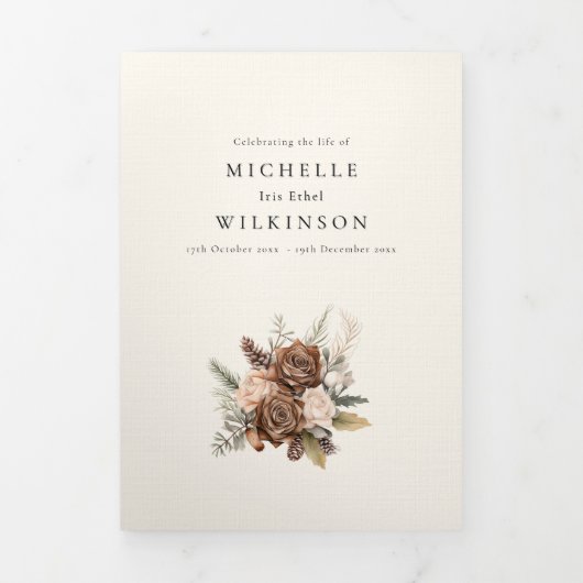 Begrafenis overlijdensvolgorde van de dienst Foto Drieluik Programma (Cover)