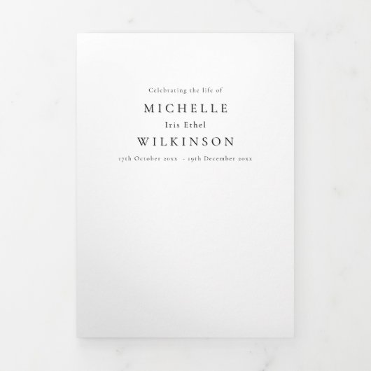 Begrafenis overlijdensvolgorde van de dienst Foto Drieluik Programma (Cover)