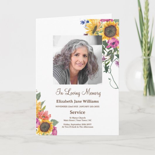 Begrafenis overlijdensvolgorde van de dienst Fotop Kaart (Voorkant)